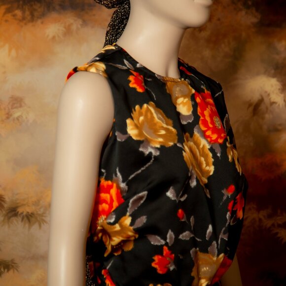 1970s vintage pant suit floral palazzo pants set floral satin 3 piece set - Picture 12 of 12